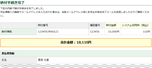 納付手続きの流れ「2.納付情報入力」